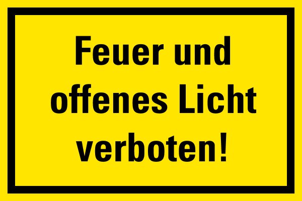 HG01 Hinweisschild "Feuer und offenes Licht verboten"