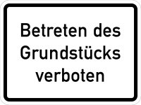 VB20 Hinweisschild "Betreten des Grundstücks...