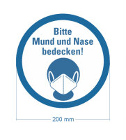 Bodenmarkierung "Bitte Mund und Nase bedecken"...