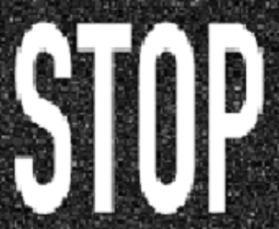 "STOP" Markierung in weiß