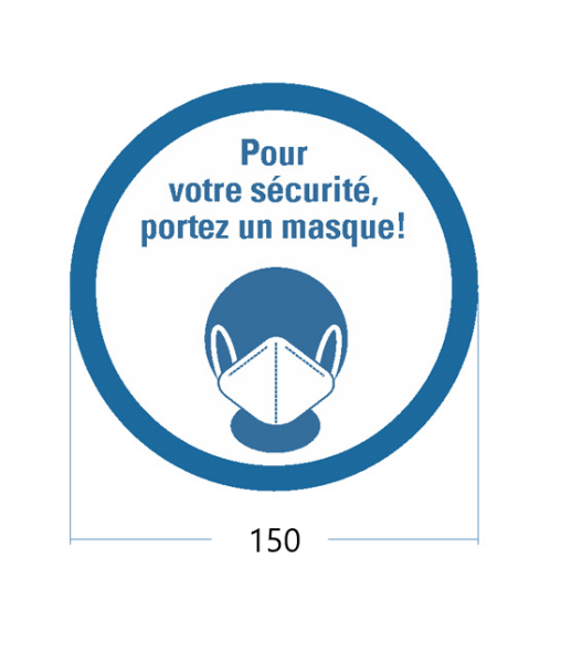 Aufkleber "Pour votre sécurité, portez un masque" Ø 150 mm - frontales Bild