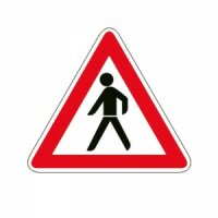 Verkehrszeichen "Achtung Fußgänger"...