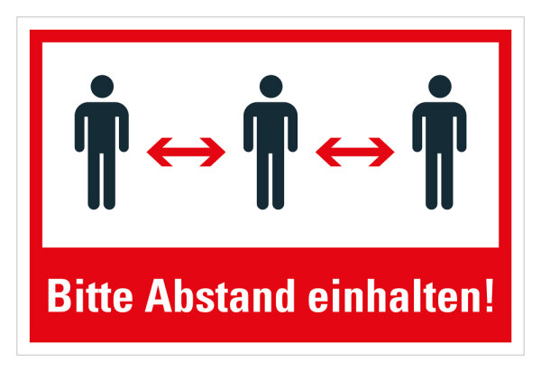 HK05 Hinweisschild bedruckt "Bitte Abstand halten (Version 2)" 200mmx300mm