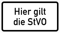 VB10 Hinweisschild "Hier gilt die StVo"