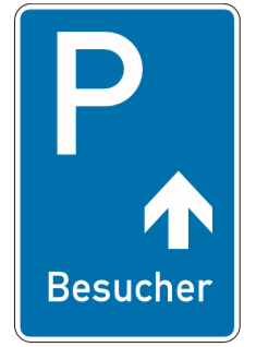 Parkplatzkennzeichen "Besucher geradeaus"