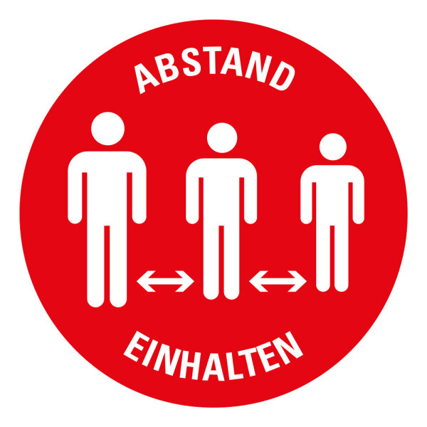 Bodenmarkierung bedruckt "ABSTAND EINHALTEN (Version 2)" Ø 200mm