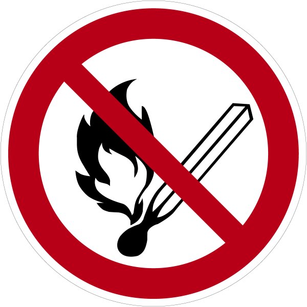SV05 Verbotszeichen "Keine offene Flamme; Feuer, offene Zündquellen und Rauchen verboten"