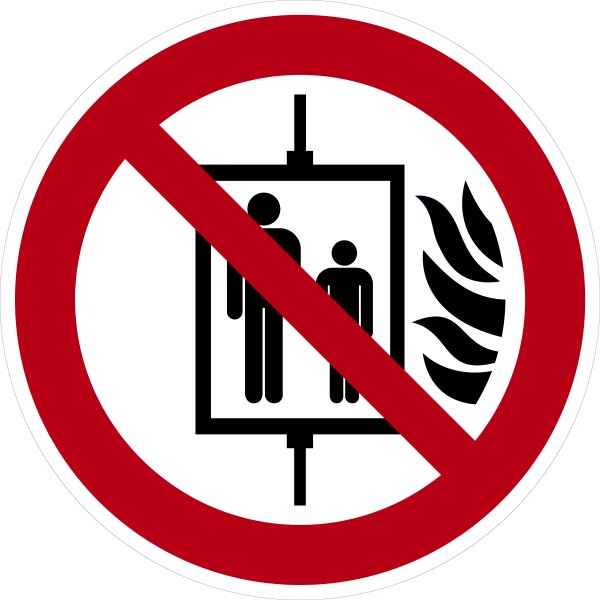 SV32 Verbotszeichen "Aufzug im Brandfall nicht benutzen"