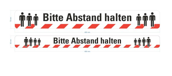 Schild / Bodenmarkierungsband  "Bitte Abstand halten"  - Länge 600 mm