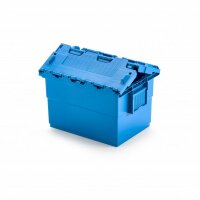 Mehrwegbehälter mit Deckel, blau, 400 x 300 x 250 mm