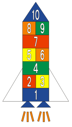 Schulhof- und Spielplatzmarkierungen "Rakete", 6-farbig