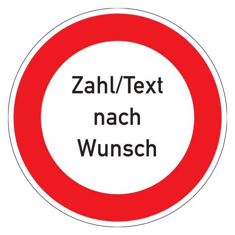 Sicherheitskennzeichen Zahl/Text nach Wunsch-Innenbereich-600 mm-PC
