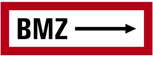 SB46 Brandschutzzeichen "BMZ Richtungsangabe" selbstklebende Folie, 74x210 mm