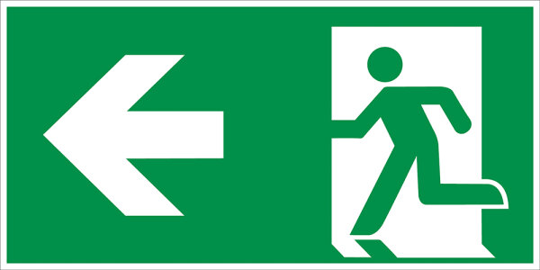 SR41 Rettungszeichen "Rettungsweg links" Aluverbund 150x300 mm
