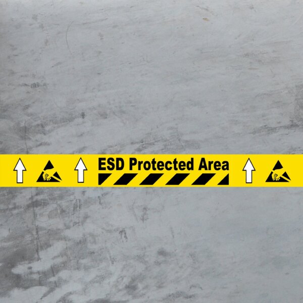 Widerstandsfähiges Warnmarkierungsband bedruckt "ESD Protected Area" BM-110, 75 mm x 5 m