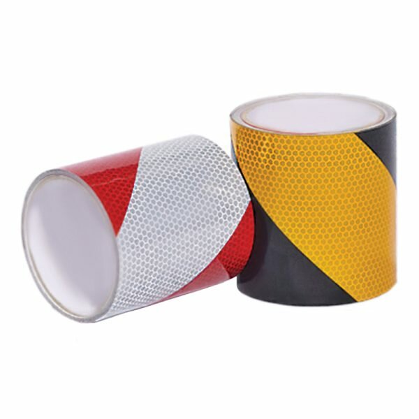 Reflektierendes Warnmarkierungsband BM-040, rot/weiß, 100 mm x 5 m, Commercial Grade* linkweisend