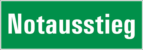 SR20 Rettungszeichen "Notausstieg" PVC 105x300 mm