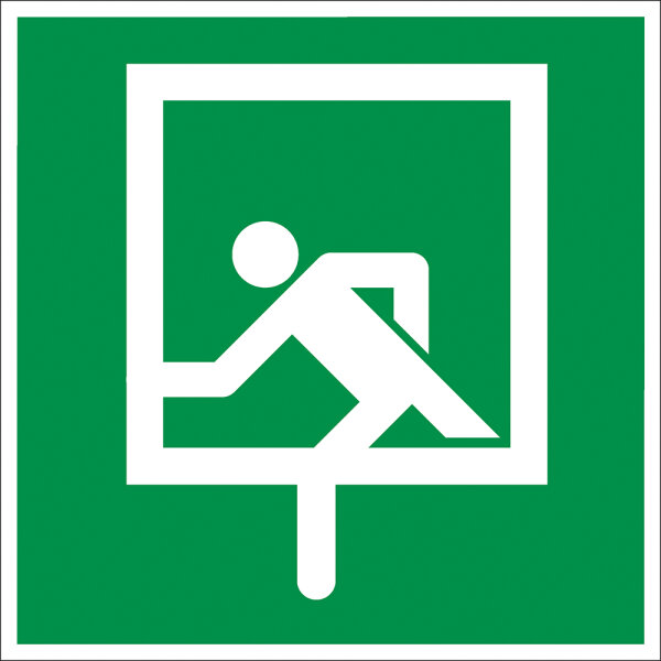 SR17 Rettungszeichen "Notausstieg" selbstklebende Folie nachl. 150x150 mm