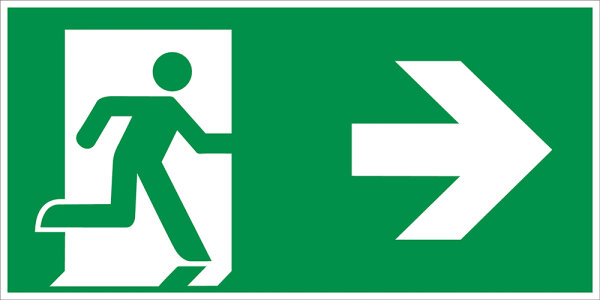 SR44 Rettungszeichen "Rettungsweg rechts" PVC 150x300 mm