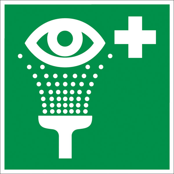 SR14 Rettungszeichen "Augenspüleinrichtung" Winkelschild nachl. 150x150 mm