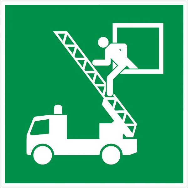 SR18 Rettungszeichen "Rettungsausstieg" PVC nachl., 100 x 100 mm