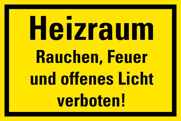 HG02 Hinweisschild "Heizraum" Hartschaum 200x300 mm