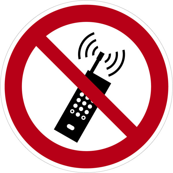 SV20 Verbotszeichen "Eingeschaltetet Mobiltelefone verboten" Aluverbund, 200 mm