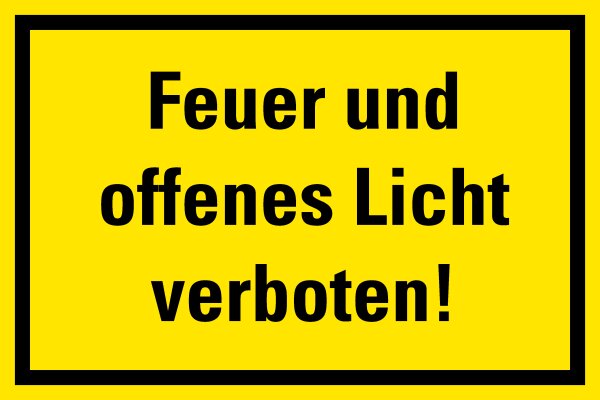 HG01 Hinweisschild "Feuer und offenes Licht verboten" PVC, 266 x 400 mm