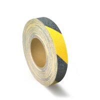 Bodenmarkierungsband rutschfest BM-090, gelb/schwarz linksweisend, 25 mm x 6 m