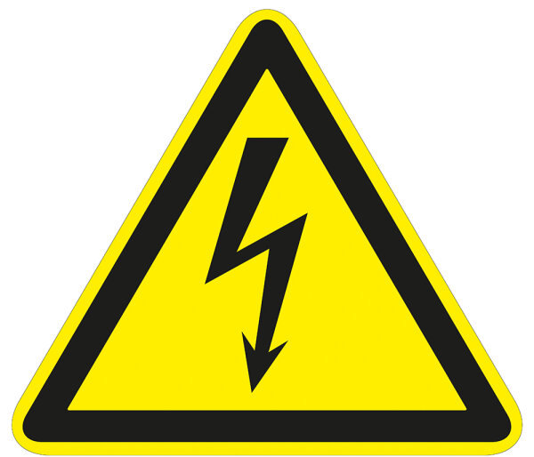 SW12 Warnzeichen "Warnung vor elektrischer Spannung" selbstklebende Folie, 200 mm