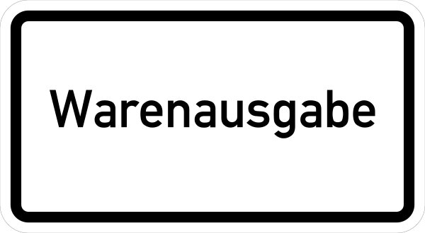 VB03 Hinweisschild "Warenausgabe" Alu RA2 165x300 mm