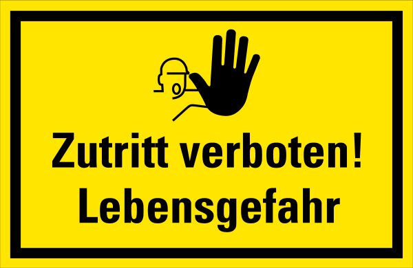 HG05 Hinweisschild "Zutritt verboten! Lebensgefahr" selbstklebende Folie 200x300 mm
