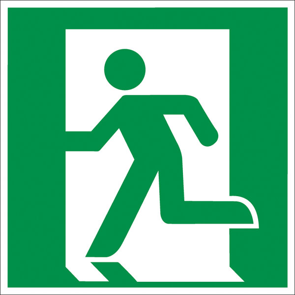 SR01 Rettungszeichen "Rettungsweg links" Aluverbund nachl. 100x100 mm