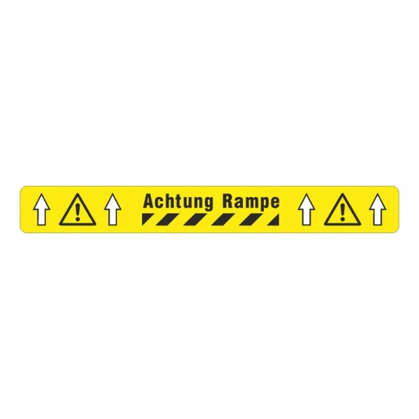 MUSTER: Bedruckte Bodenmarkierung "Achtung Rampe" BM-050, 75 mm 5 m PVC