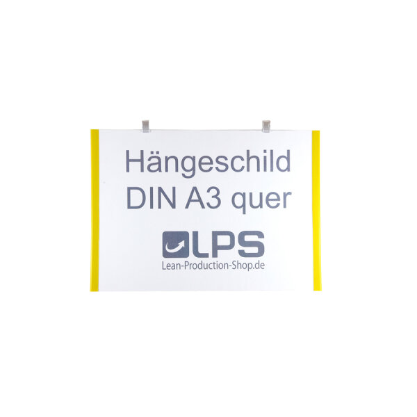 Hängeschild DIN A3 quer transparent Clip + Nylonschnur