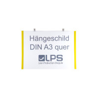 Hängeschild DIN A3 quer schwarz Clip + Nylonschnur