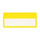 MUSTER: Etikettenhalter oben offen 110 x 35 mm gelb Selbstklebestreifen