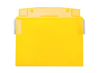 MUSTER: Sichttasche DIN A5 quer gelb mit Öse und Regenschutz
