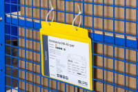 MUSTER: Sichttasche DIN A5 quer weiß Selbstklebestreifen mit Regenschutz