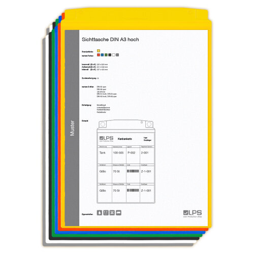 MUSTER: Sichttasche DIN A3 hoch gelb Neodym-Magnet Regenschutz