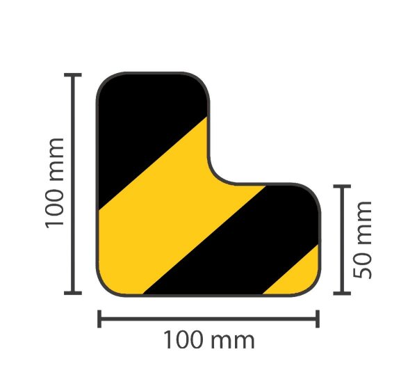 MUSTER: Stellplatzmarkireung standard BM-020 L-Stück 50 mm gelb/schwarz