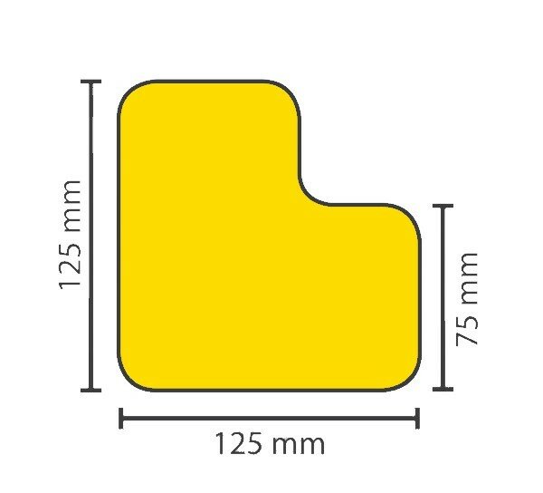 MUSTER: Stellplatzmarkireung standard BM-020 L-Stück 75 mm gelb