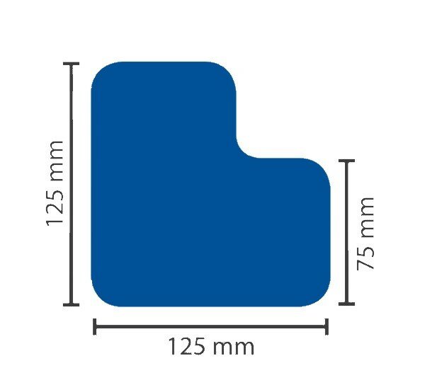 MUSTER: Stellplatzmarkireung standard BM-020 L-Stück 75 mm blau