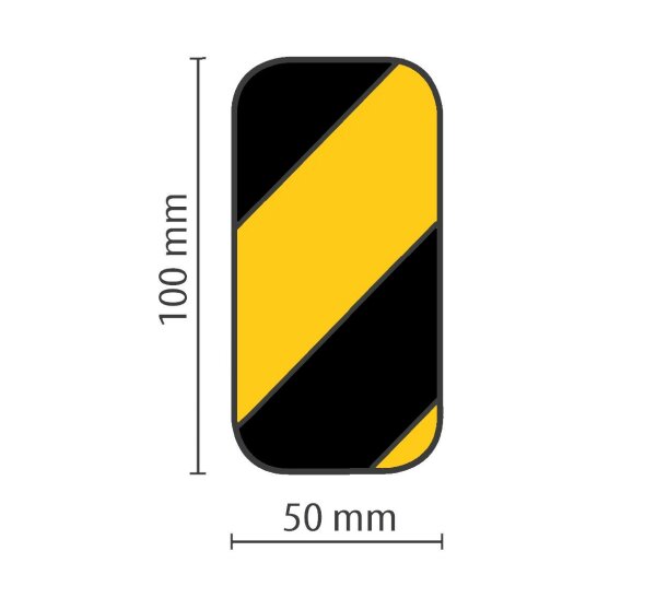MUSTER: Stellplatzmarkireung standard BM-020 Längsstück 50 mm gelb/schwarz