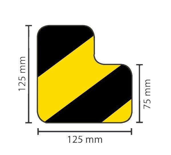 MUSTER: Stellplatzmarkierung strapazierfähig BM-050 L-Stück 75 mm gelb/schwarz