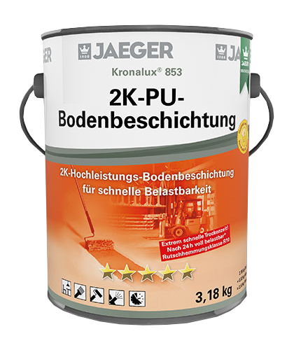 853 Kronalux® 2K-PU-Bodenbeschichtung Stammlack inkl. Härter, Steingrau 7030, 9 kg für ca. 36 qm