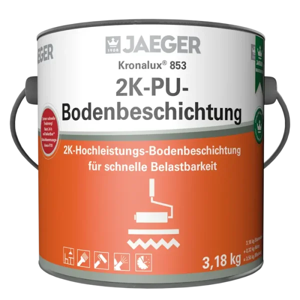853 Kronalux® 2K-PU-Bodenbeschichtung Stammlack inkl. Härter Kieselgrau 7032 9 kg