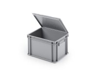 Eurobehälter mit Deckel 400 x 300 x 235 mm, Griff offen / Palette