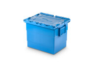 Mehrwegbehälter mit Deckel, blau, 400 x 300 x 315 mm