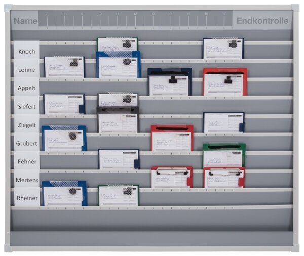 Plantafel mit Zeitschema DIN A4-Belege,10 Schienen